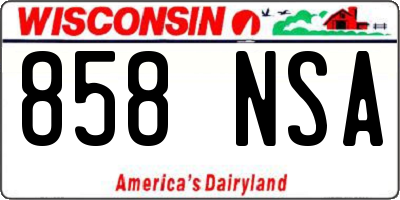 WI license plate 858NSA