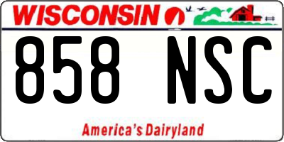 WI license plate 858NSC