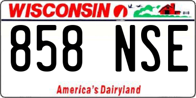 WI license plate 858NSE