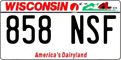 WI license plate 858NSF