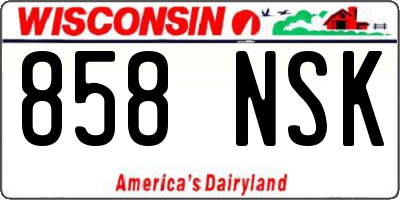 WI license plate 858NSK