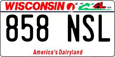 WI license plate 858NSL