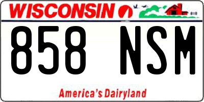 WI license plate 858NSM
