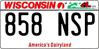 WI license plate 858NSP