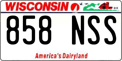 WI license plate 858NSS