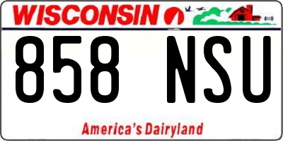 WI license plate 858NSU