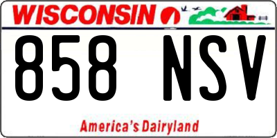 WI license plate 858NSV