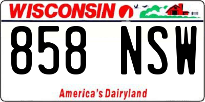 WI license plate 858NSW