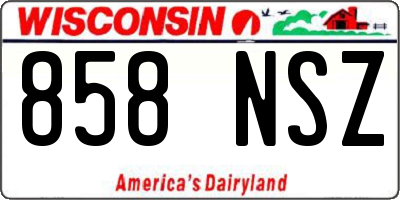 WI license plate 858NSZ