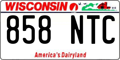 WI license plate 858NTC