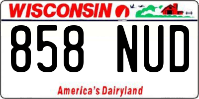 WI license plate 858NUD