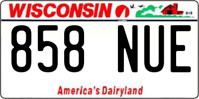 WI license plate 858NUE