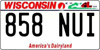 WI license plate 858NUI