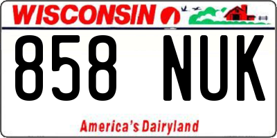 WI license plate 858NUK