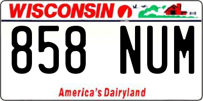 WI license plate 858NUM