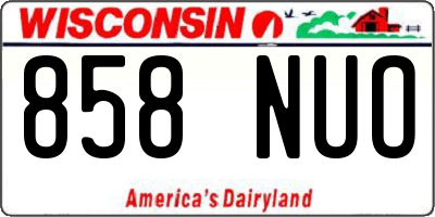 WI license plate 858NUO