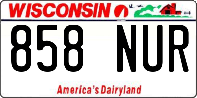 WI license plate 858NUR