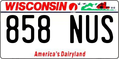 WI license plate 858NUS