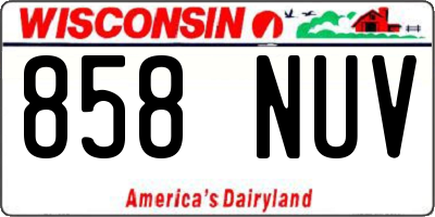 WI license plate 858NUV