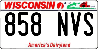 WI license plate 858NVS
