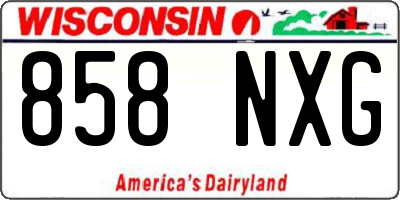 WI license plate 858NXG
