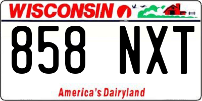 WI license plate 858NXT