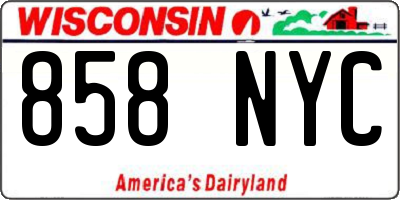 WI license plate 858NYC