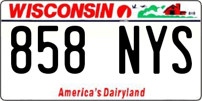 WI license plate 858NYS