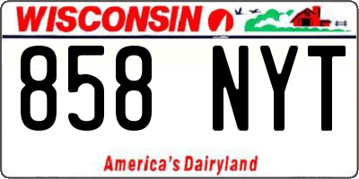 WI license plate 858NYT
