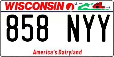 WI license plate 858NYY