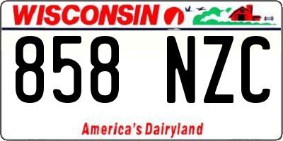 WI license plate 858NZC