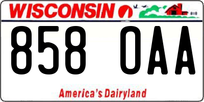 WI license plate 858OAA