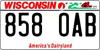 WI license plate 858OAB