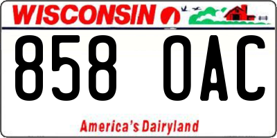 WI license plate 858OAC