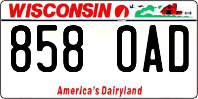 WI license plate 858OAD