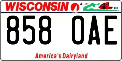 WI license plate 858OAE
