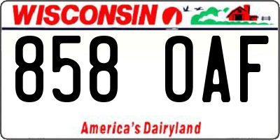 WI license plate 858OAF