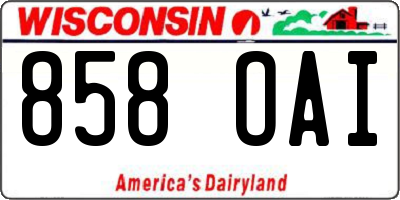 WI license plate 858OAI