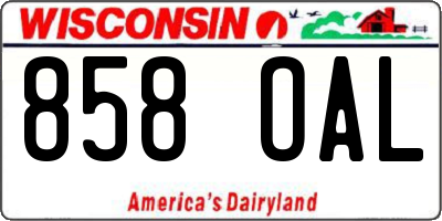 WI license plate 858OAL