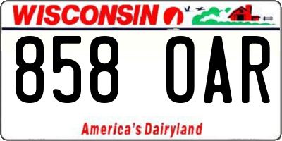 WI license plate 858OAR
