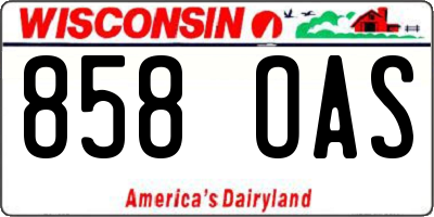 WI license plate 858OAS