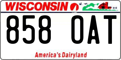 WI license plate 858OAT