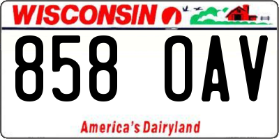 WI license plate 858OAV