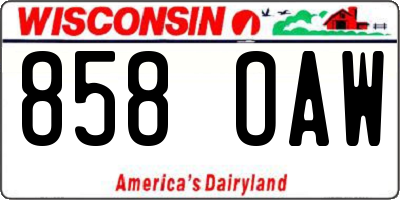 WI license plate 858OAW