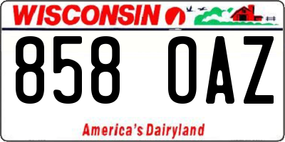 WI license plate 858OAZ