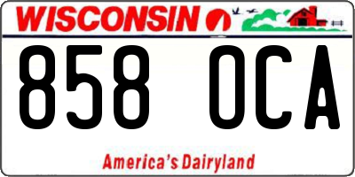 WI license plate 858OCA