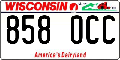 WI license plate 858OCC