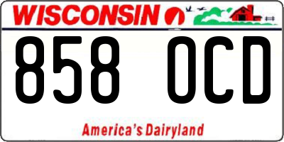 WI license plate 858OCD