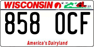 WI license plate 858OCF