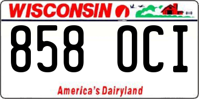 WI license plate 858OCI